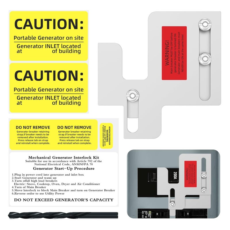 Malictele Generator Interlock Kit, Compatible with Eaton Cutler Hammer BR Series 150 or 200 amp Panels1 1/4-1 7/16 inches Spacing Between Main and Generator Breakers Professional Interlock Kit - Image 1